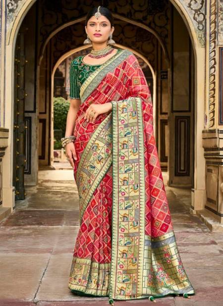 Red And Peach Colour M.N Rangrez New Latest Designer Festive Wear Silk Saree Collection 6410